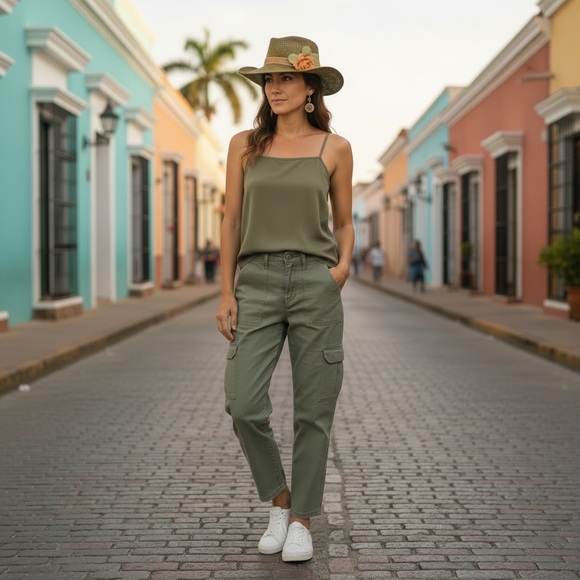 MADEWELL Pants - Madewell Sage Green Cargo Jeans Straight Leg Pants Sz 28